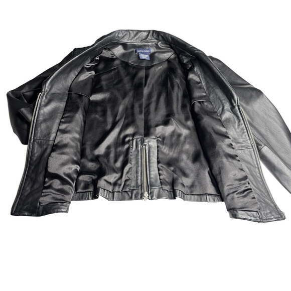 BOSTON PROPER | Genuine Leather Moto Jacket | Black | Size 14 - Picture 8 of 8